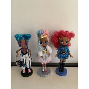 3 LOL OMG Doll Lot With Stands Class Prez Sweets Fashion Chillax‎